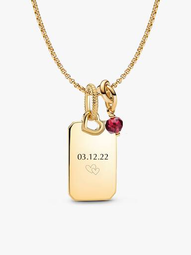 July Engravable Dangle Charm Necklace Set