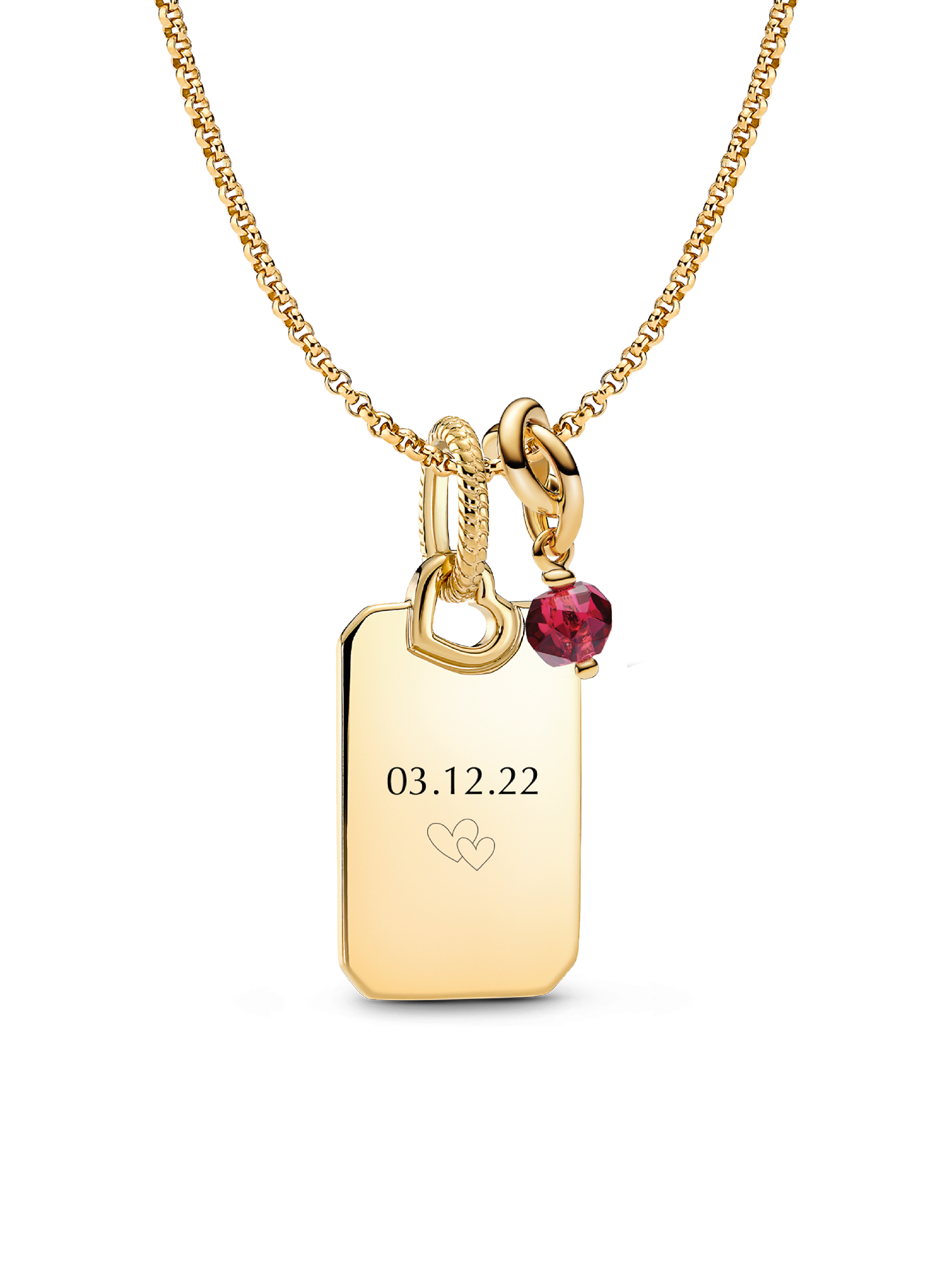 July Engravable Dangle Charm Necklace Set
