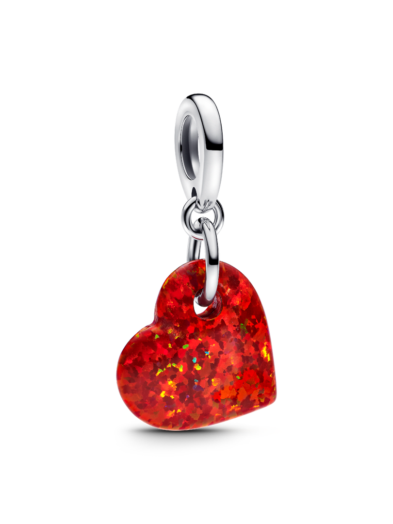 Opalescent Red Heart Dangle Charm