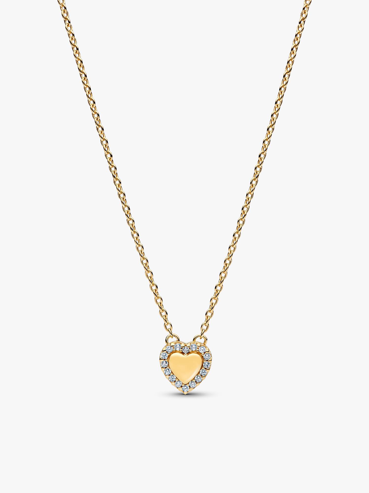 Engravable Heart Halo Collier Necklace