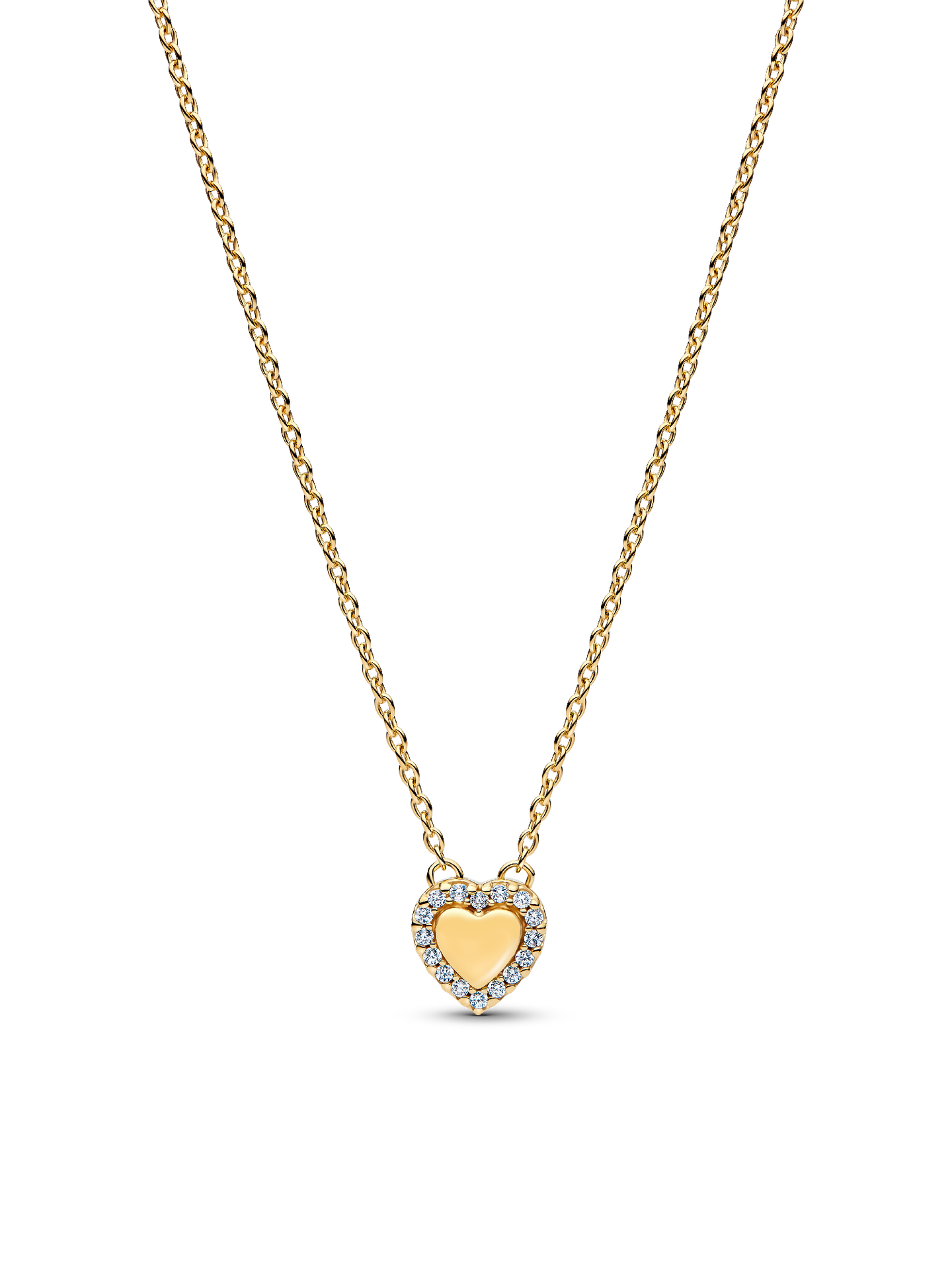 Женское колье Pandora Engravable Heart Halo Collier, цвет: Позолоченный — фото 1