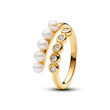 Treated Freshwater Cultured Pearls & Stones Open Ring