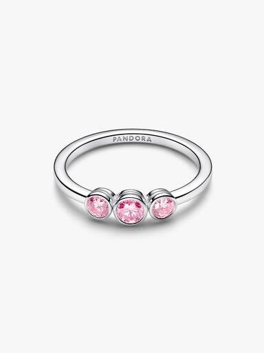 Pandora Era Bezel Sterling Silver Pink Lab-Grown Diamond Triple Stone Ring