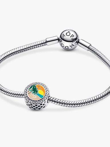 Engravable Beach Heart Scene Charm