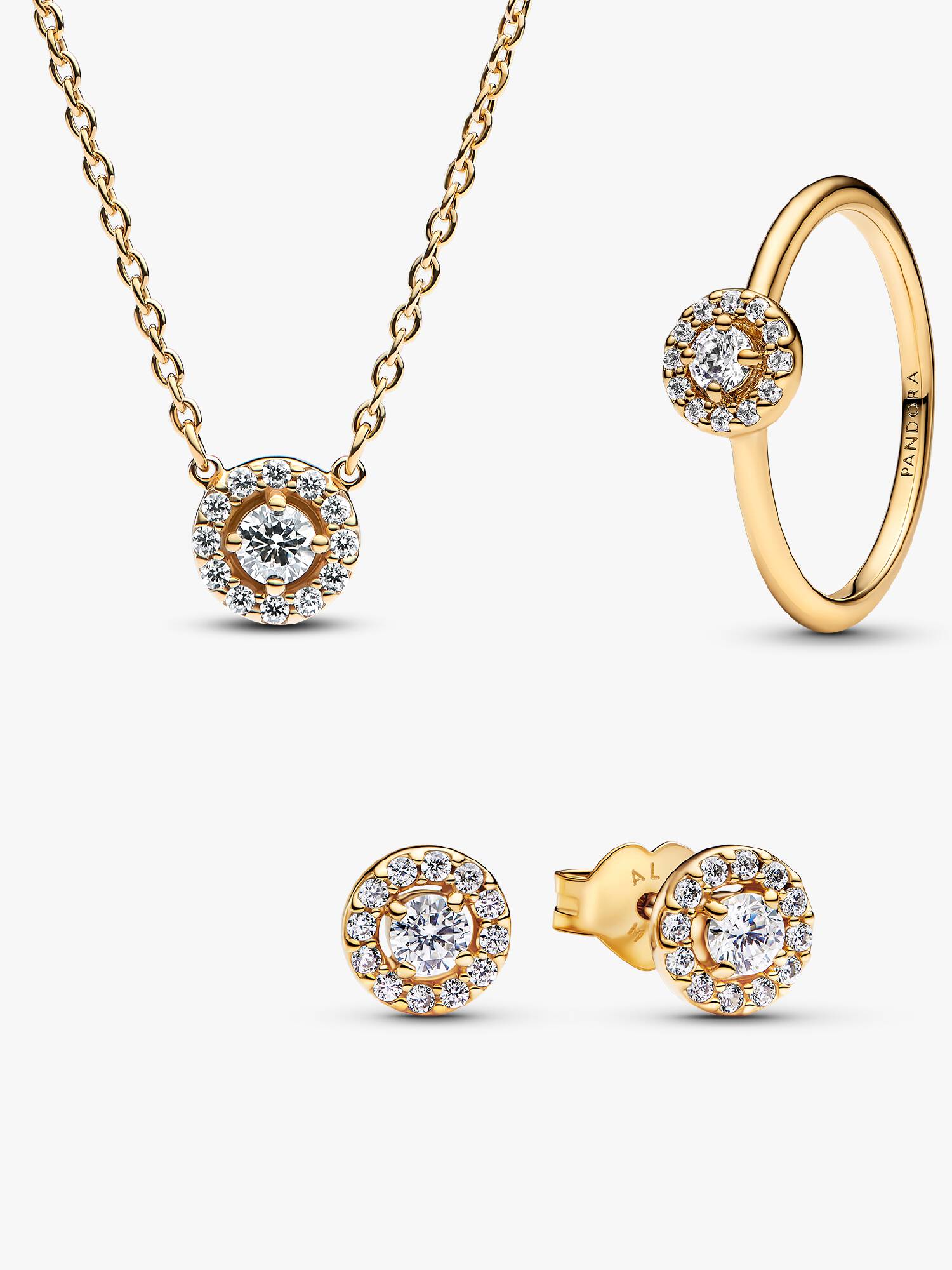 Golden Pave Halo Jewelry Set
