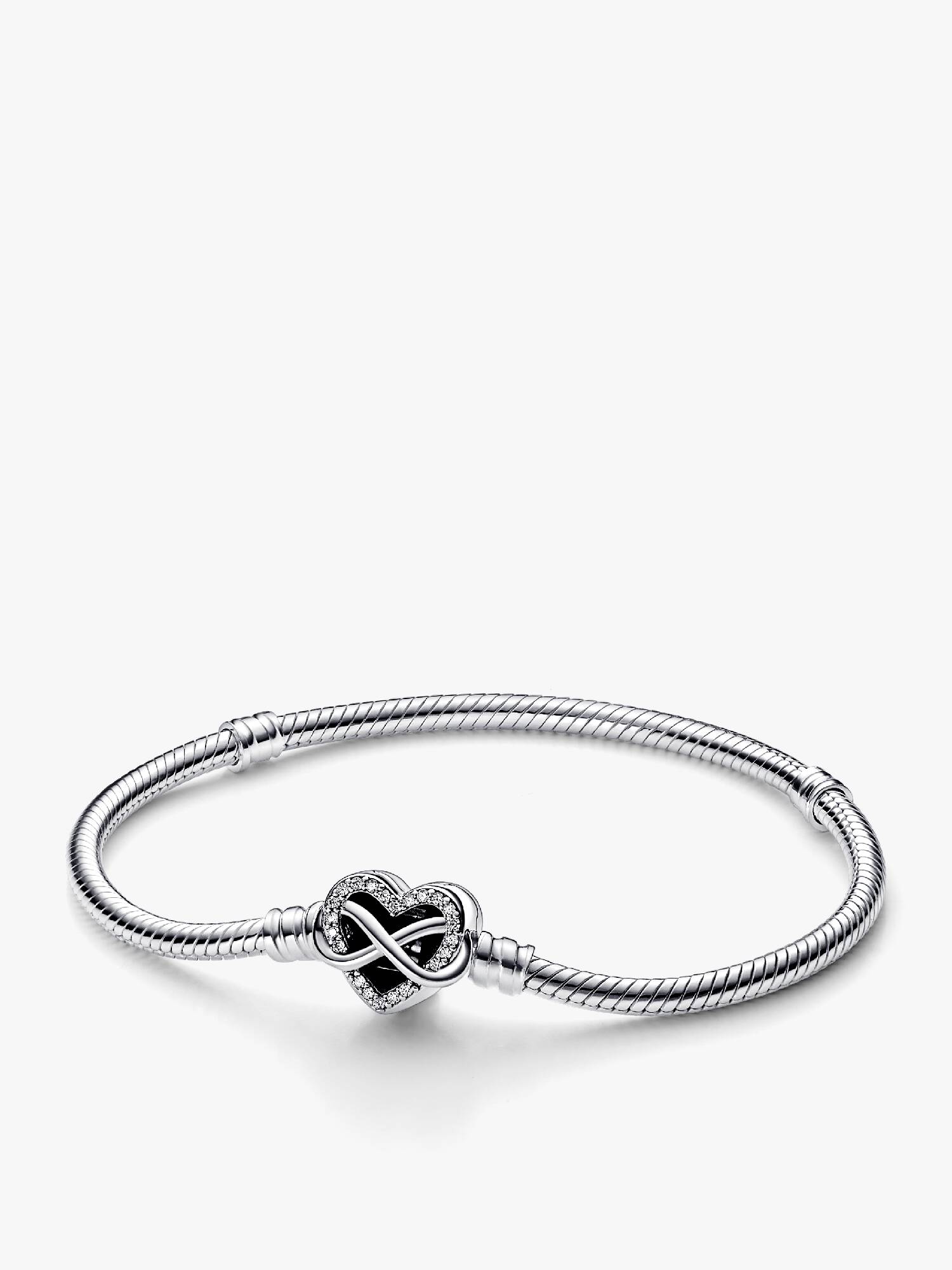 Pandora Moments Sparkling Infinity Heart Clasp Snake Chain Bracelet