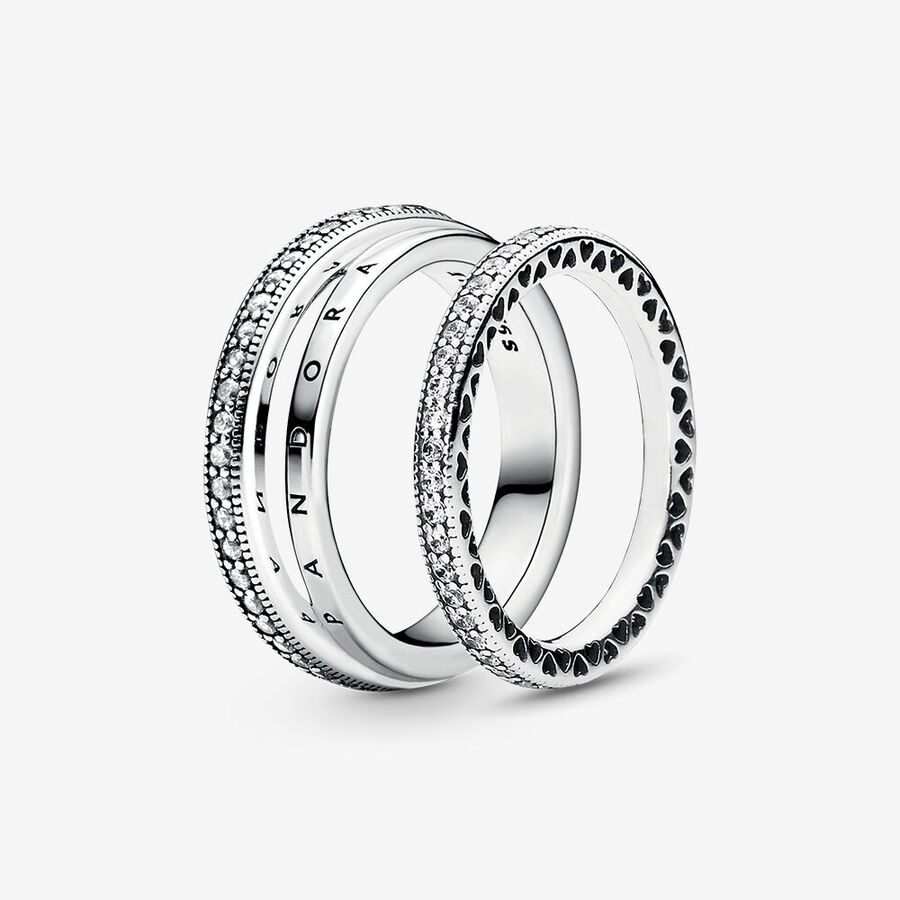 Vervolgen Verdorie Makkelijk in de omgang Pandora Signature Classic Ring Set | Sterling silver | Pandora US