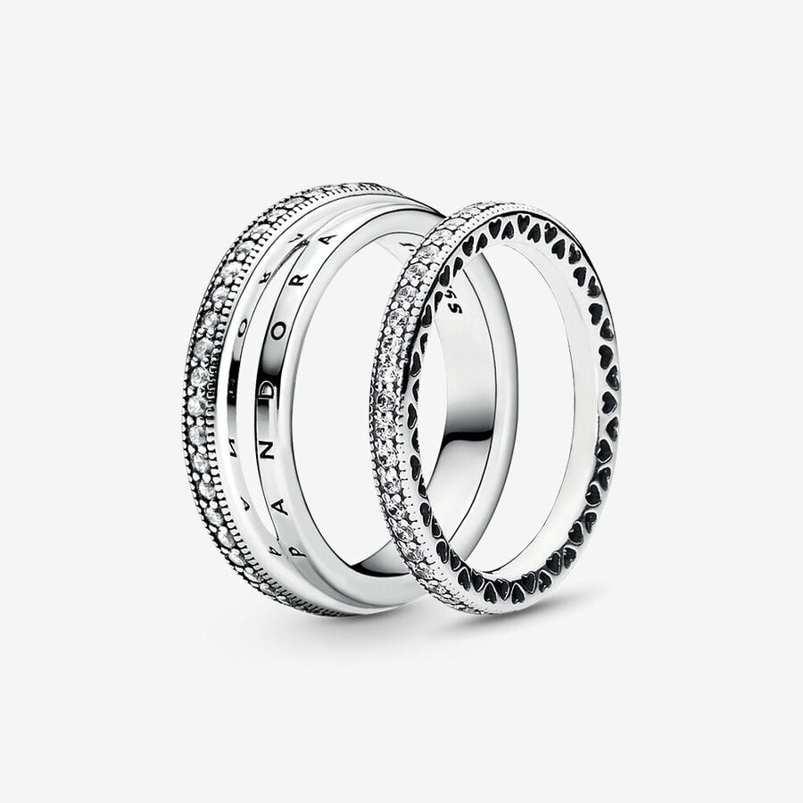 Afleiden kroeg Spreek luid Pandora Signature Classic Ring Set | Sterling silver | Pandora US