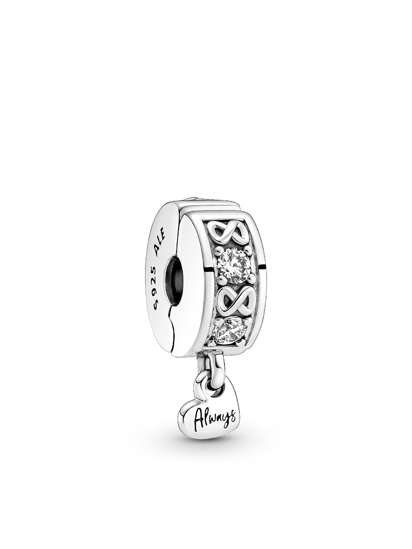 Женский шарм Pandora Family Always Pavé Clip Charm, цвет: Серебро — фото 1