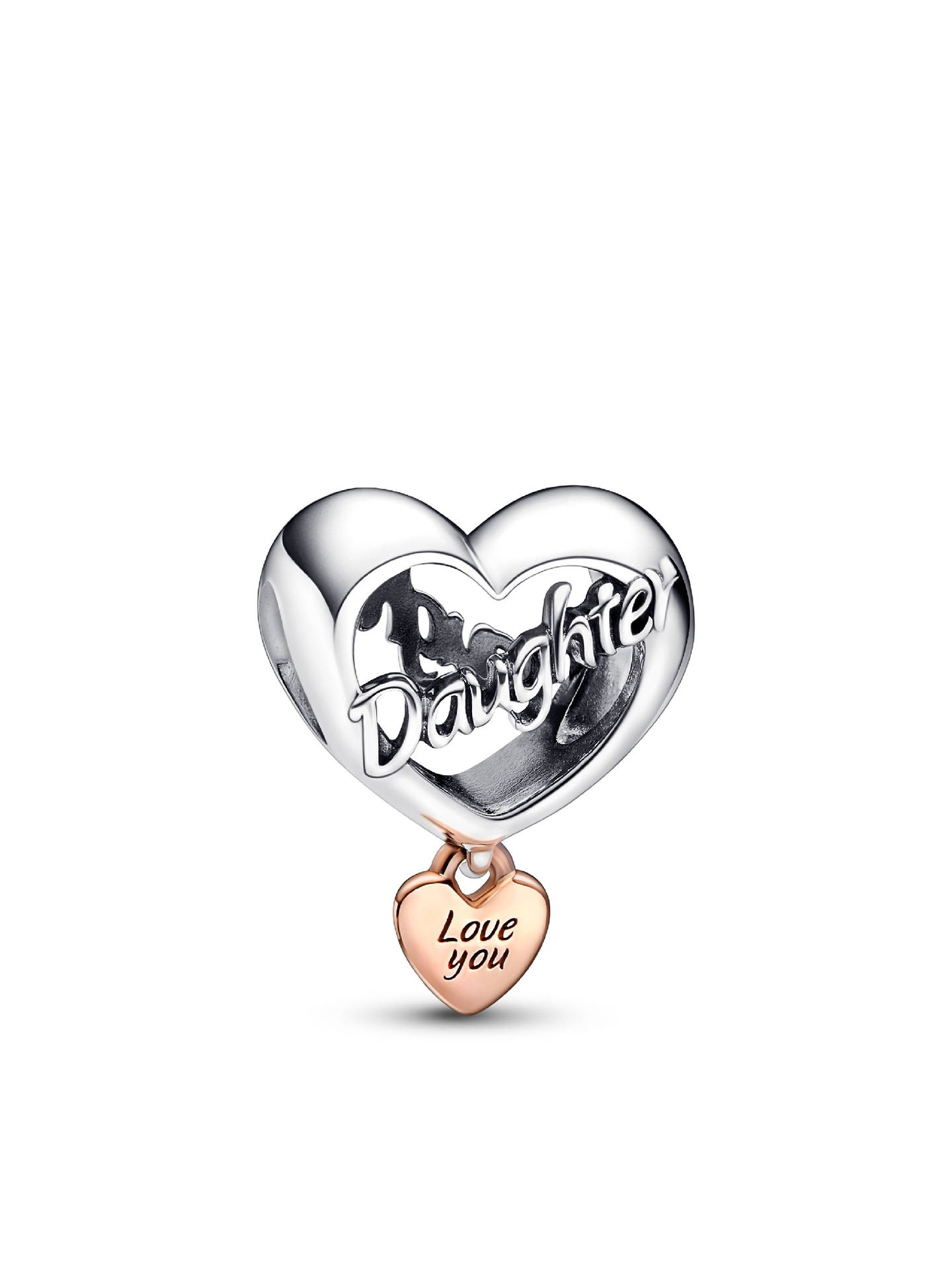 Женский шарм Pandora Love You Daughter Heart Charm, цвет: Двухцветный — фото 1