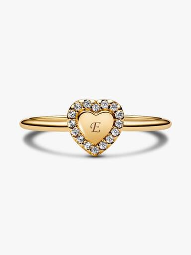 Engravable Heart Halo Ring