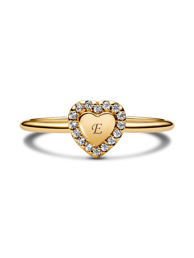 Engravable Heart Halo Ring