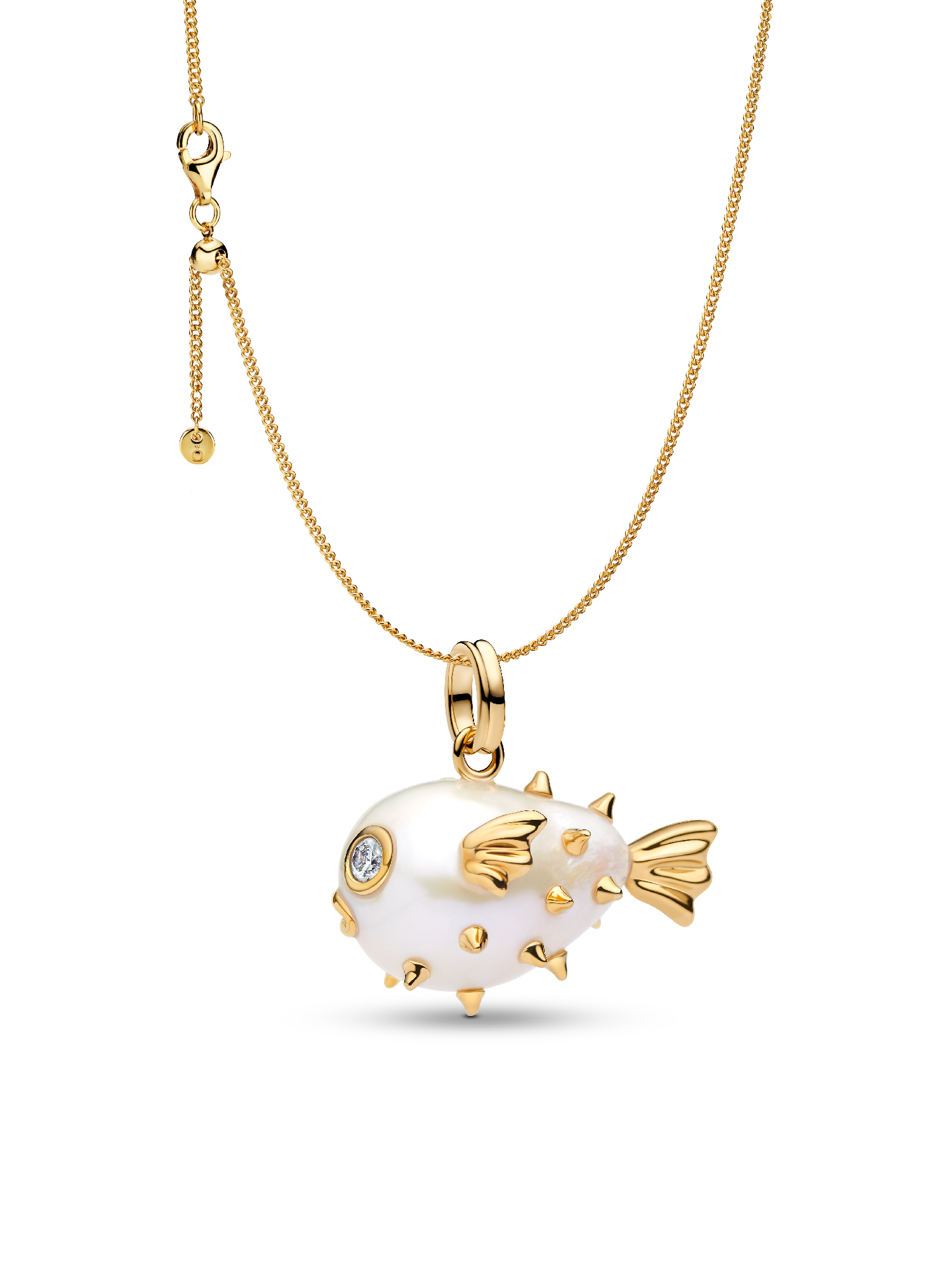 Baroque Pearl Puffy Fish Pendant Necklace set