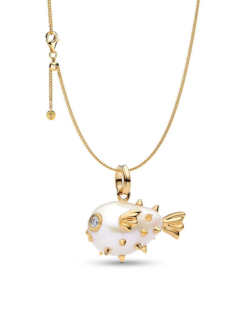 Baroque Pearl Puffy Fish Pendant Necklace set
