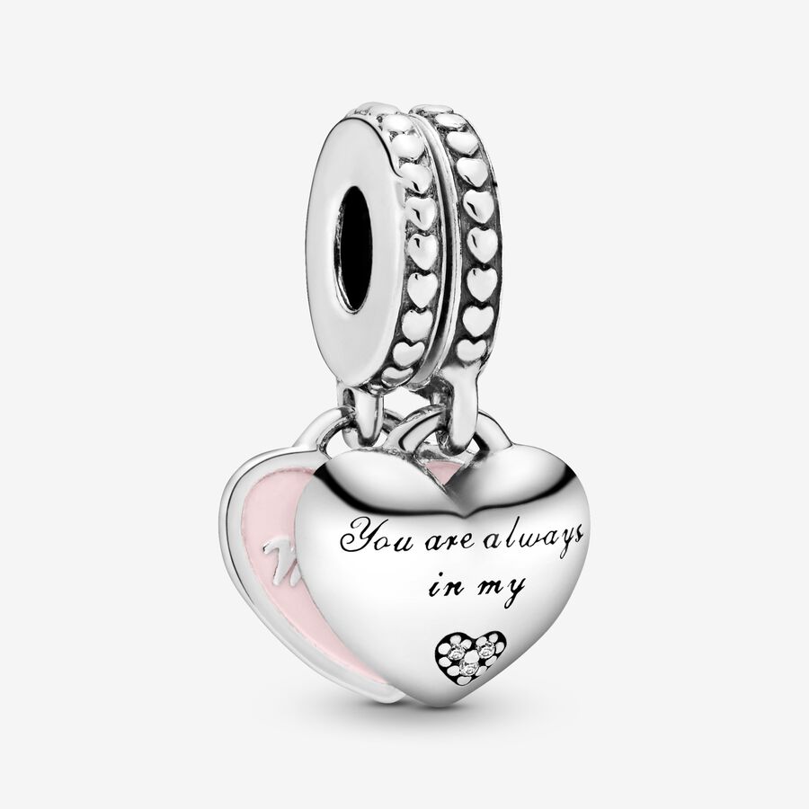 Mother & Daughter Hearts Dangle Charm with CZ | silver Pandora US