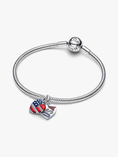 Engravable USA Hearts Splittable Dangle Charm