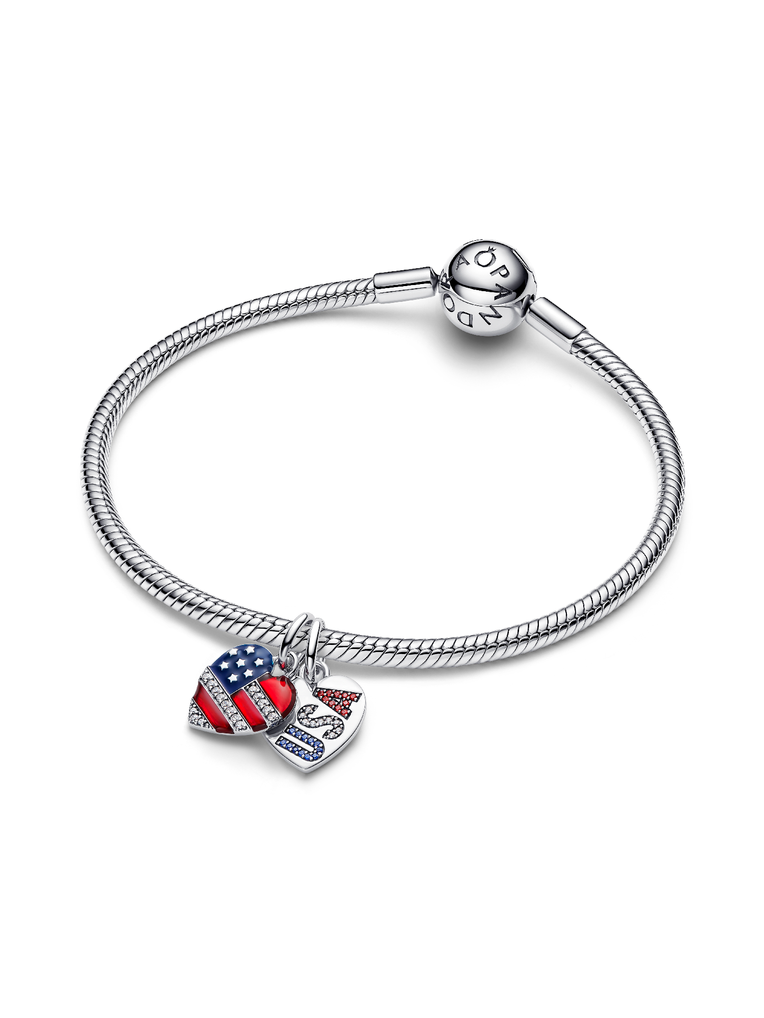 Engravable USA Hearts Splittable Dangle Charm