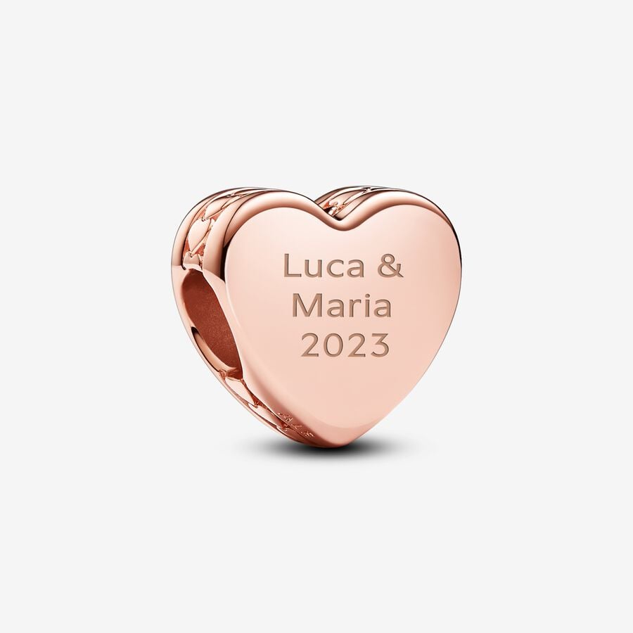 Engravable Heart Charm, Rose gold plated