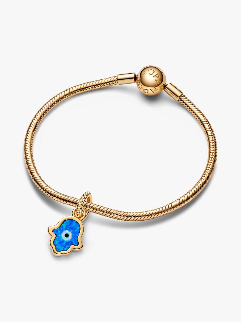 792808c01 Opalescent Blue Hamsa Hand Dangle Charm | Pendant | Gold plated ...
