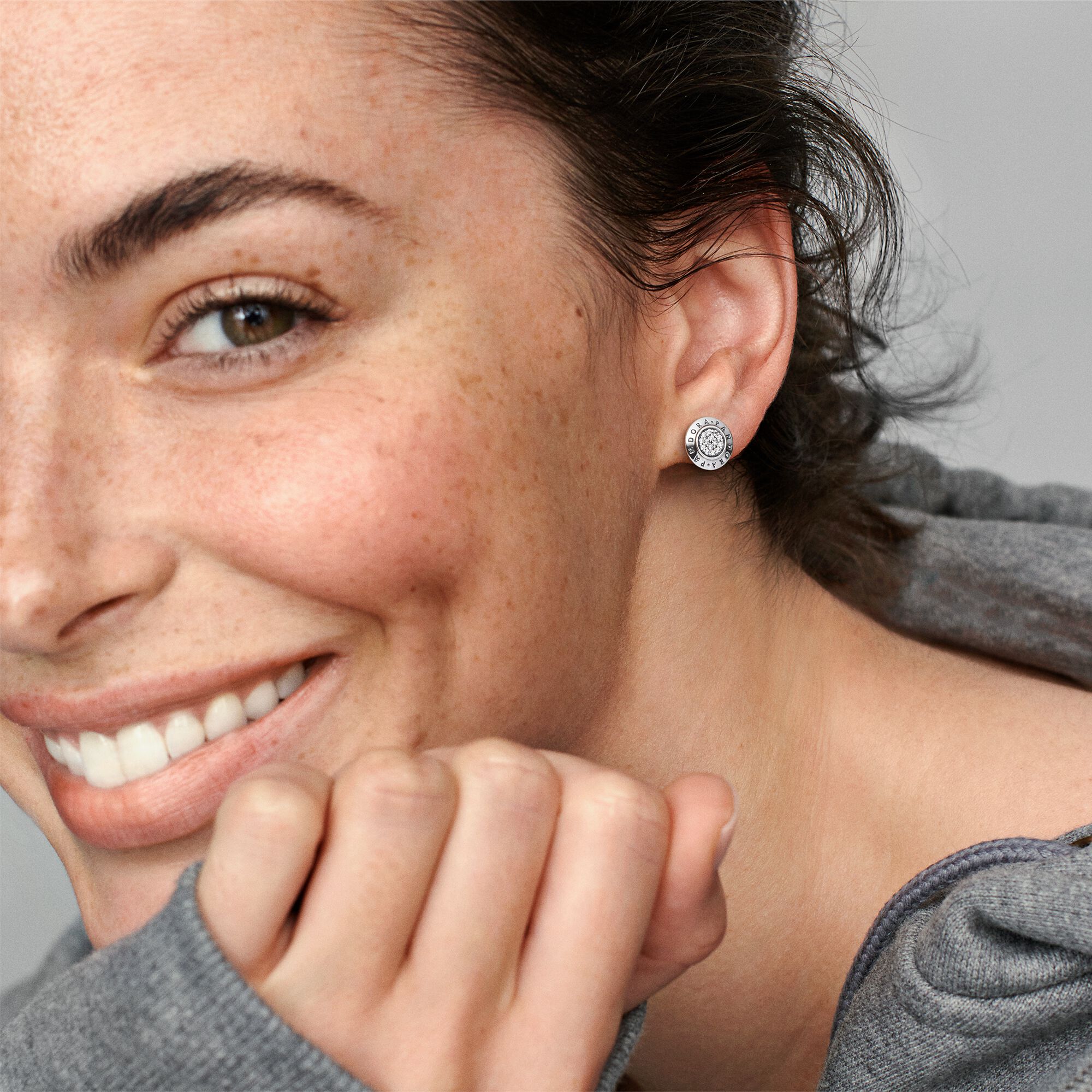 Sparkling Pandora Logo Stud Earrings 