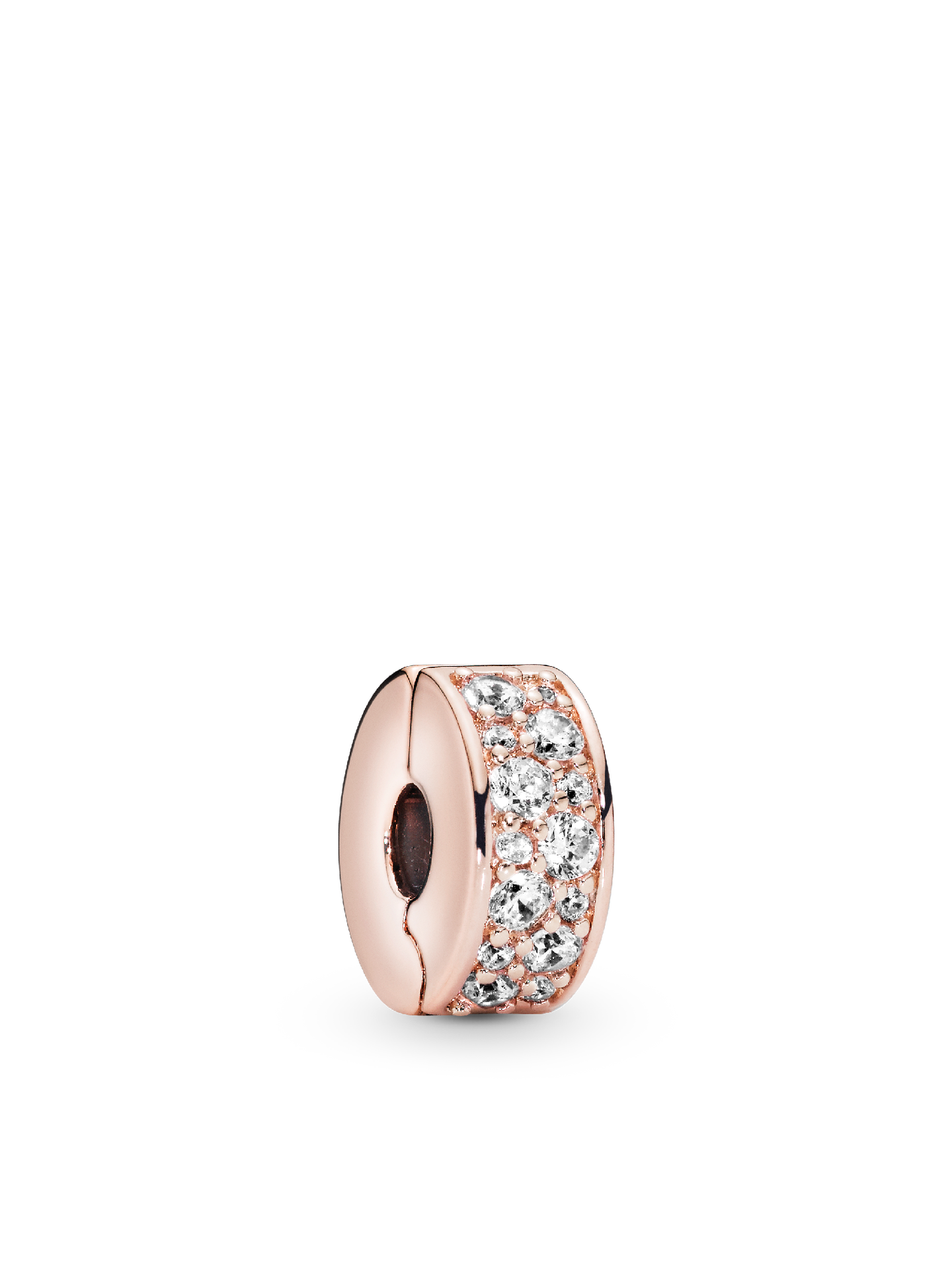 Женский шарм Pandora Clear Pavé Clip Charm, Rose gold plated, цвет: Покрытие розовым золотом — фото 1