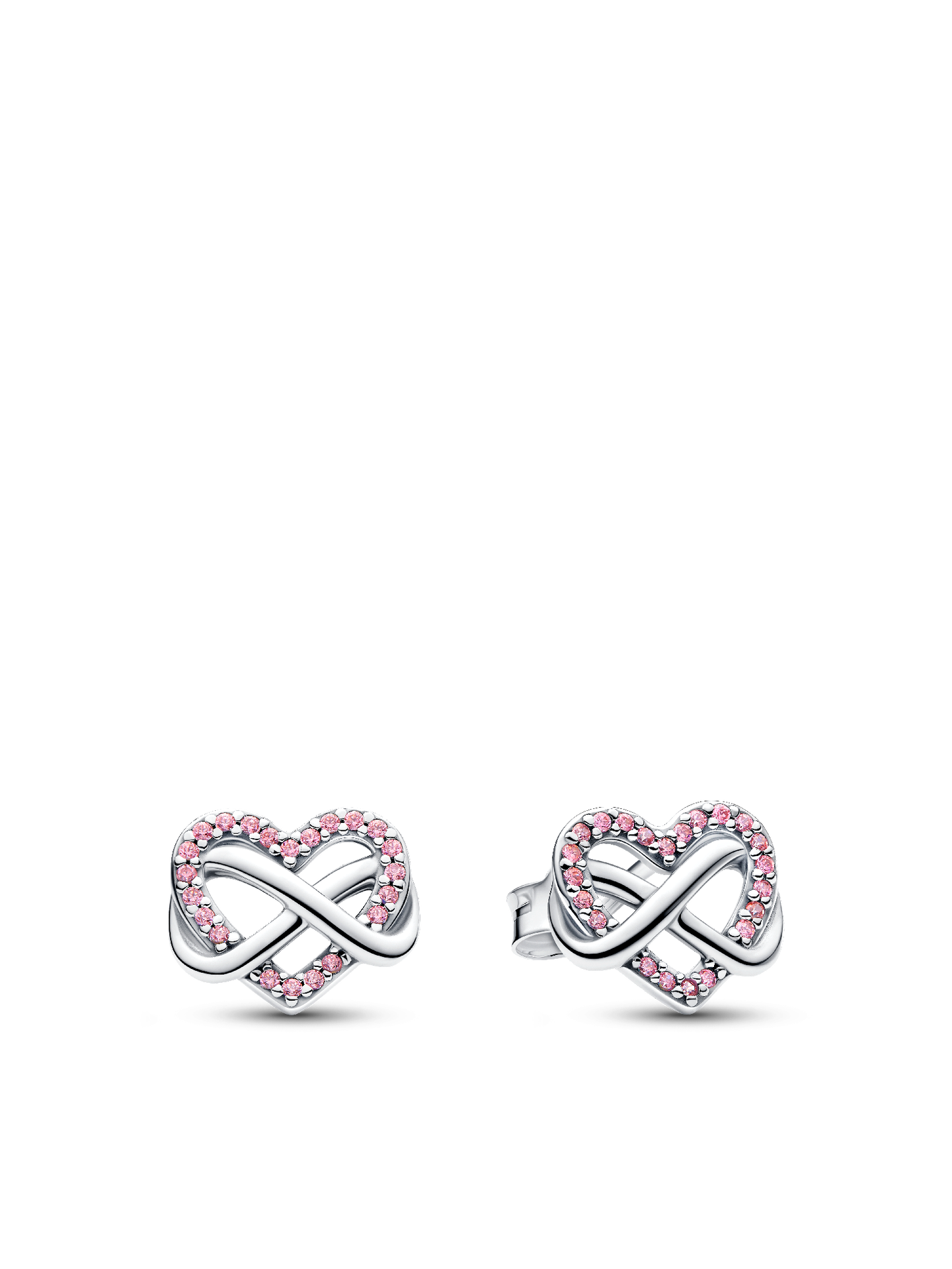 Женские серьги Pandora Sparkling Pink Infinity Heart, цвет: Серебро — фото 1