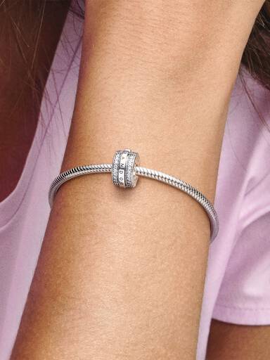 FINAL SALE - Sparkling Pavé Lines & Logo Clip Charm