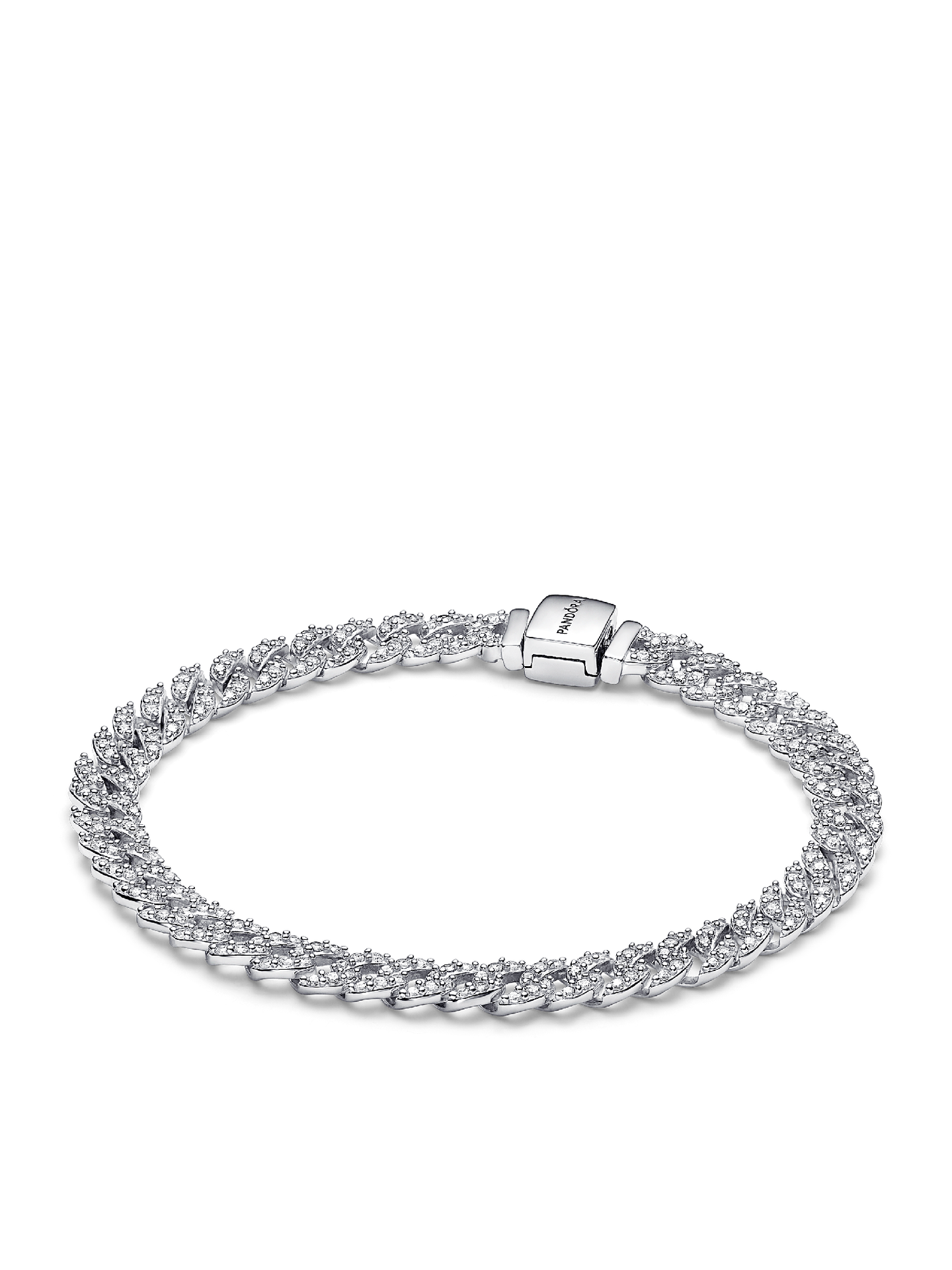 Женский браслет Pandora Pavé Cuban Chain, Sterling silver, цвет: Серебро — фото 1