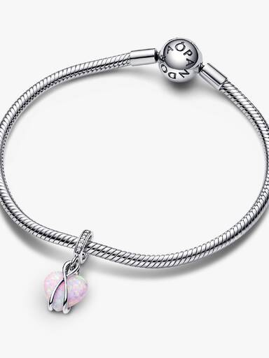 Mom Opalescent Heart Dangle Charm
