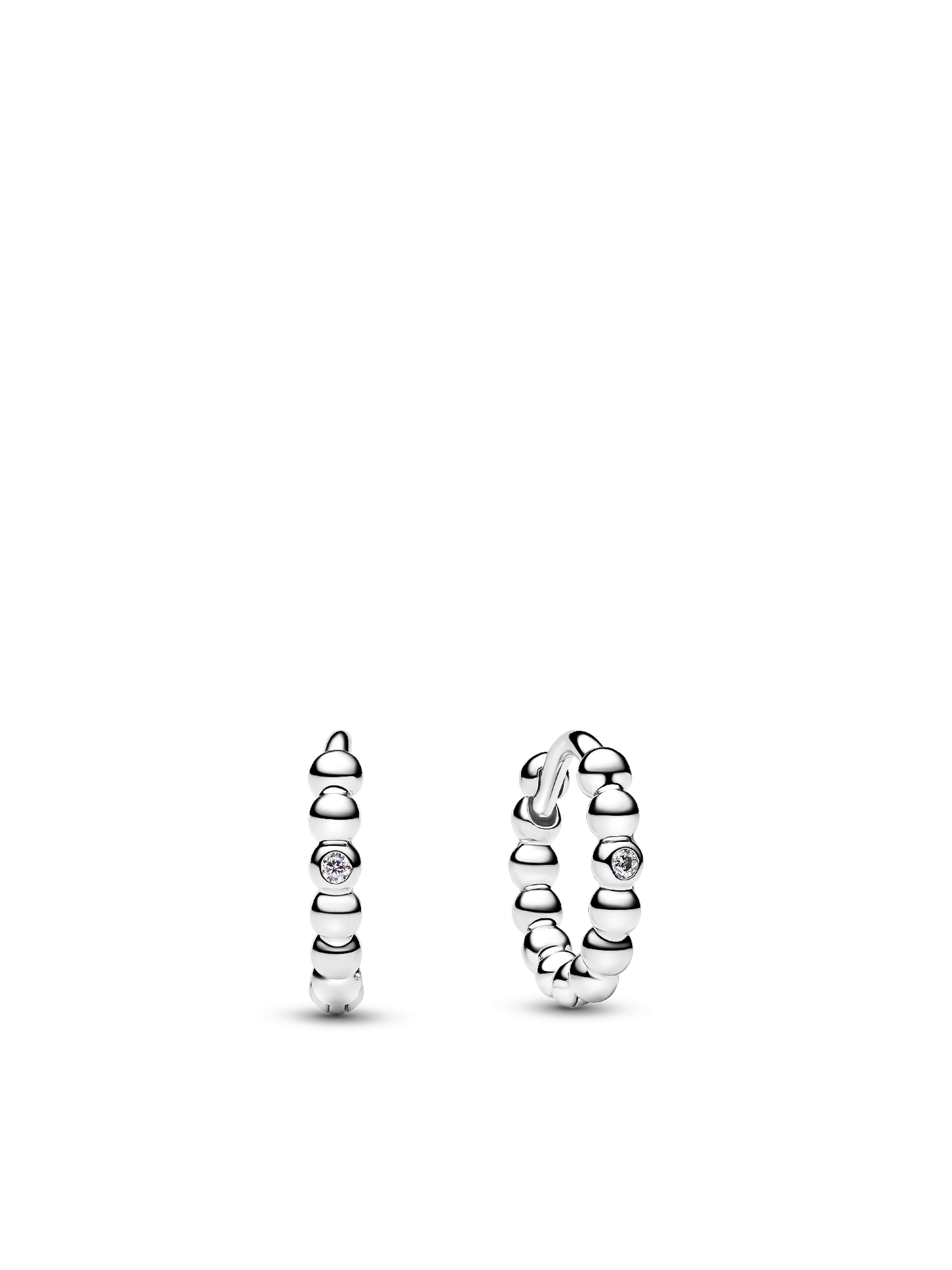 Женские серьги Pandora Beaded Huggie, Sterling silver, цвет: Серебро — фото 1