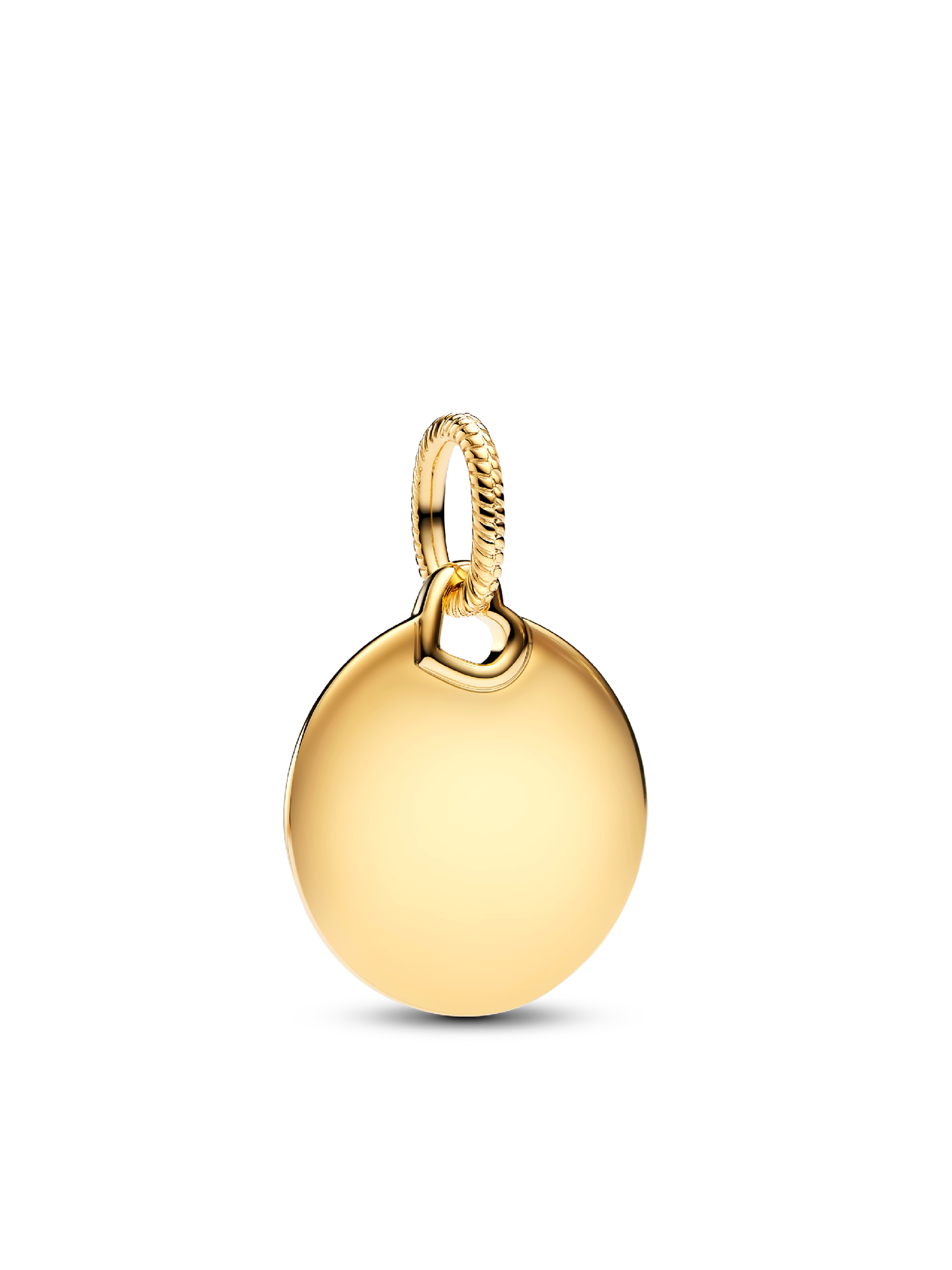 Женский шарм Pandora Engravable Round Tag Dangle Charm, цвет: Позолоченный — фото 1