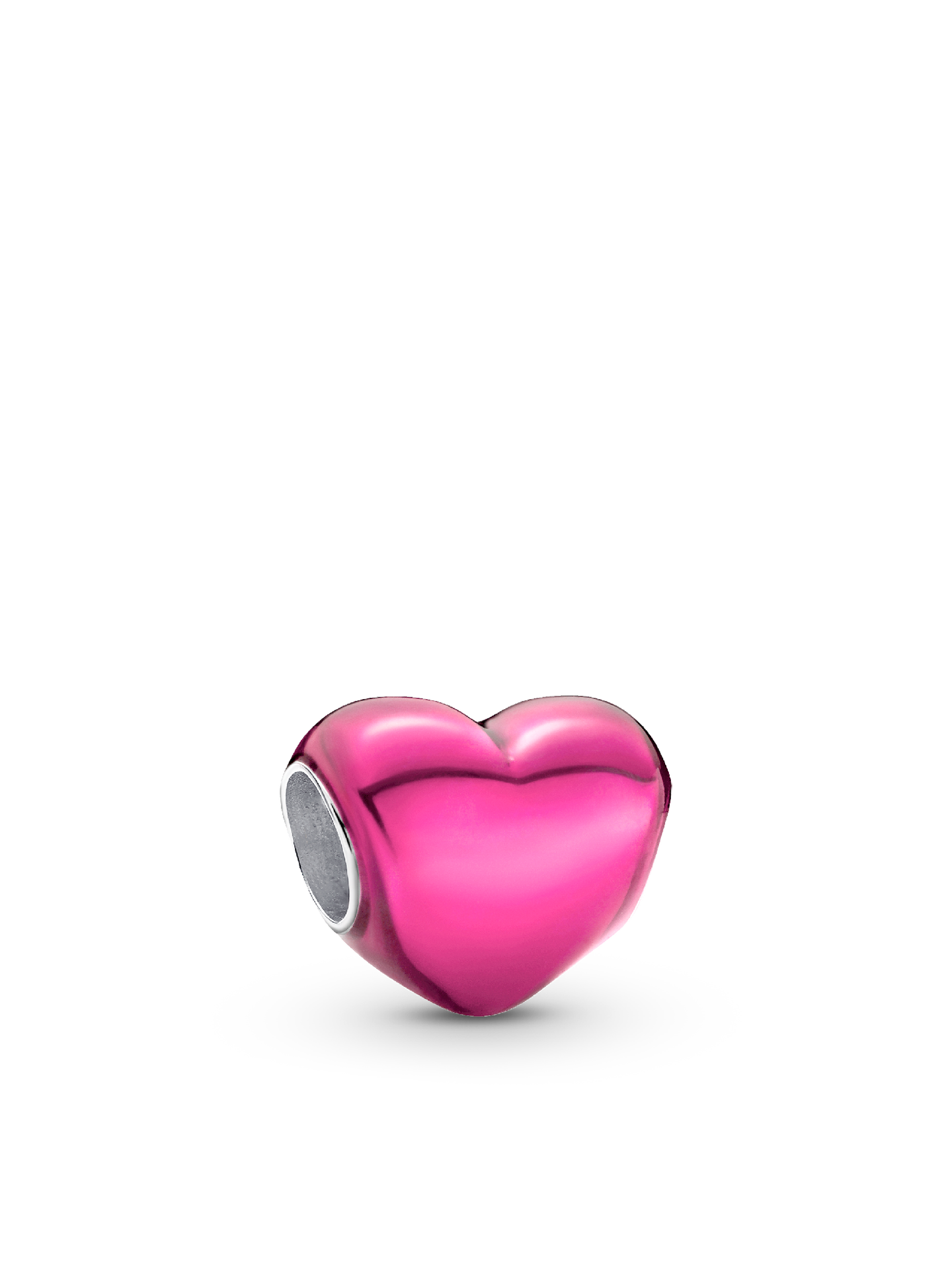 Женский шарм Pandora Metallic Pink Heart Charm, цвет: Серебро — фото 1