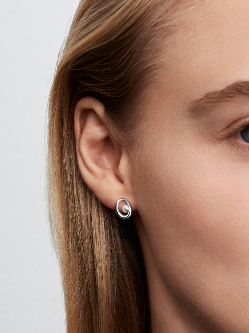 Organically Shaped Oval & Treated Freshwater Cultured Pearl Stud Earrings