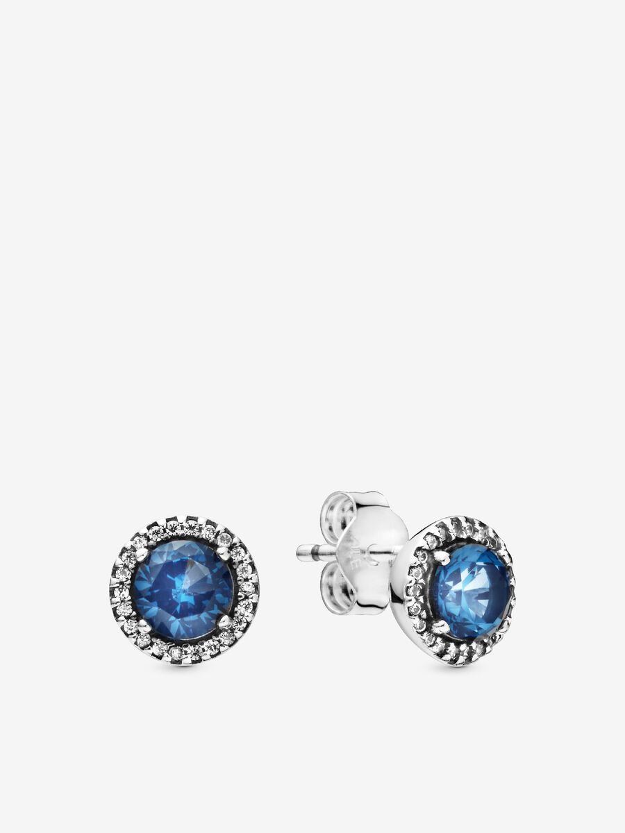 Blue Round Sparkle Stud Earrings