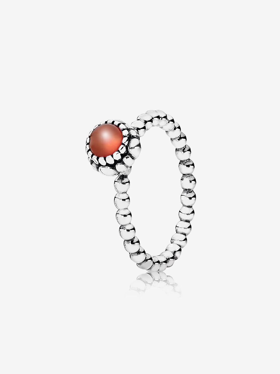 Birthday Blooms Ring, July, Carnelian