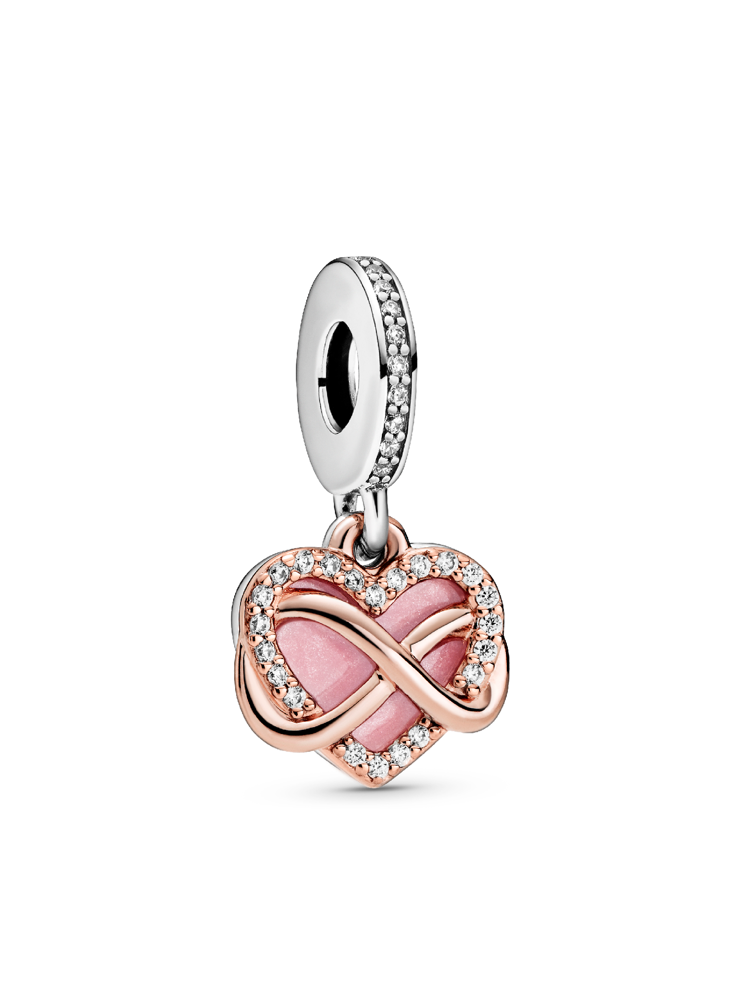 Женский шарм Pandora Sparkling Infinity Heart Dangle Charm, цвет: Двухцветный — фото 1