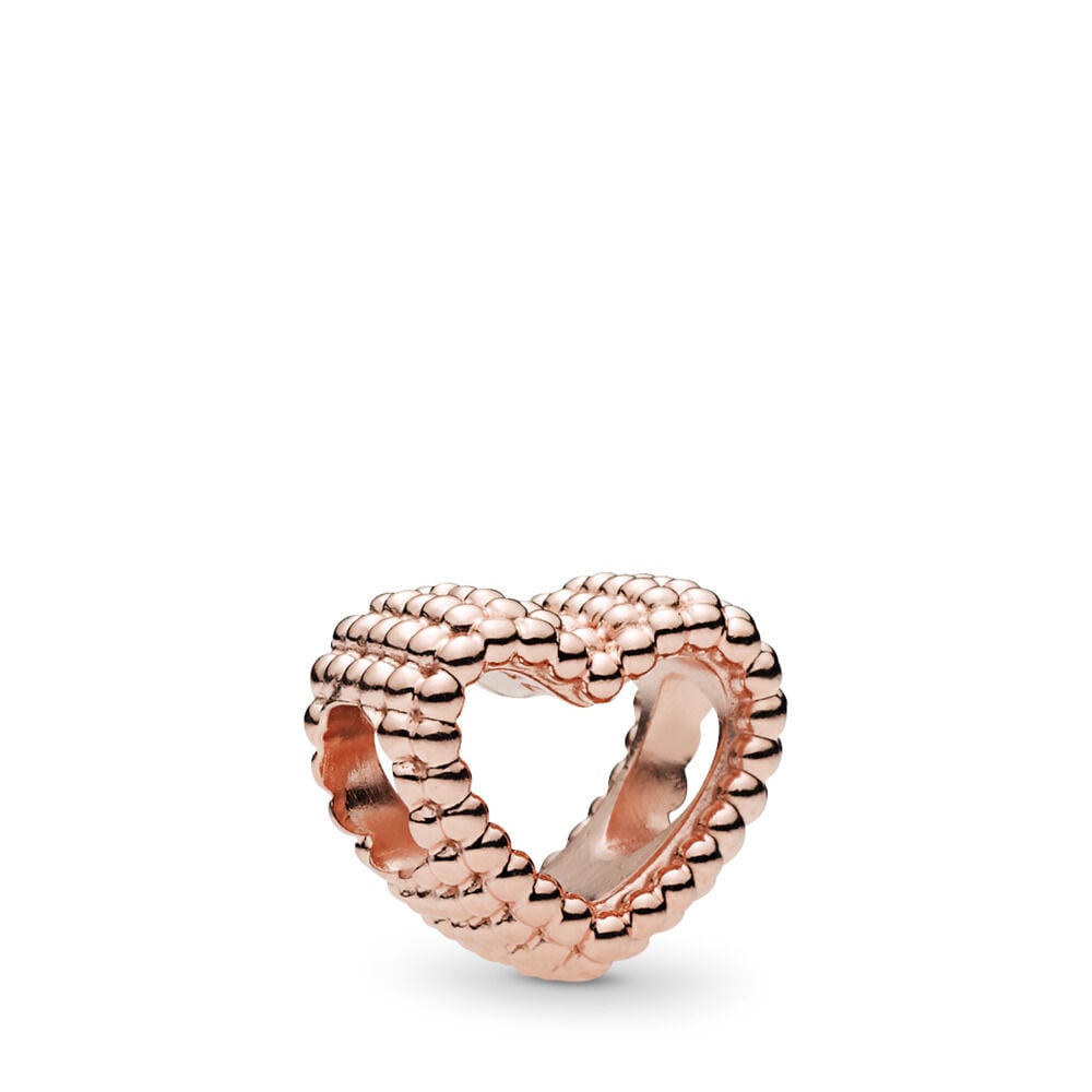 Beaded Open Heart Charm | Rose gold plated | Pandora US