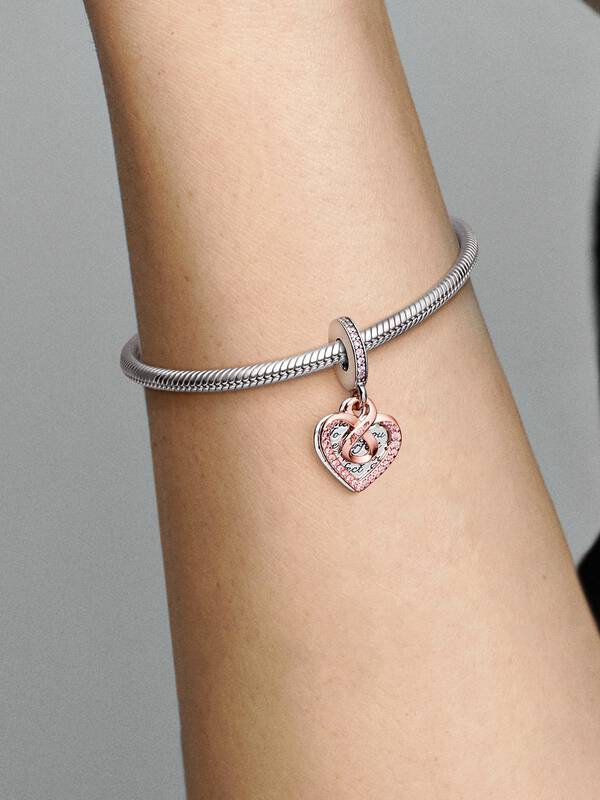 792201c01 Two-tone Infinity Heart Double Dangle Charm | Pendant | Two-tone ...