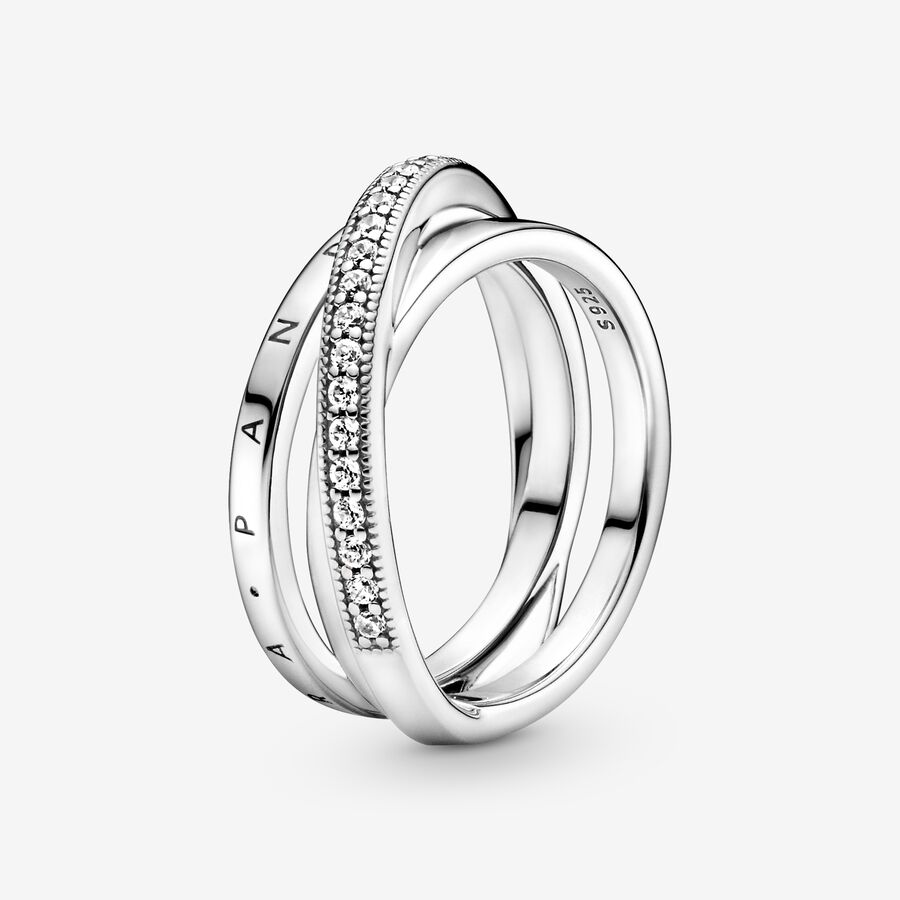 Crossover Pavé Triple Band Ring | Sterling silver | US