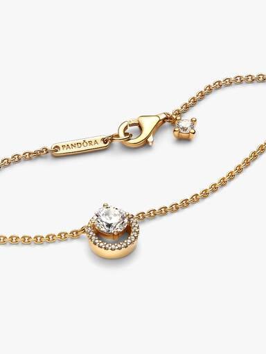 Sparkling Round Halo Pendant Collier Necklace