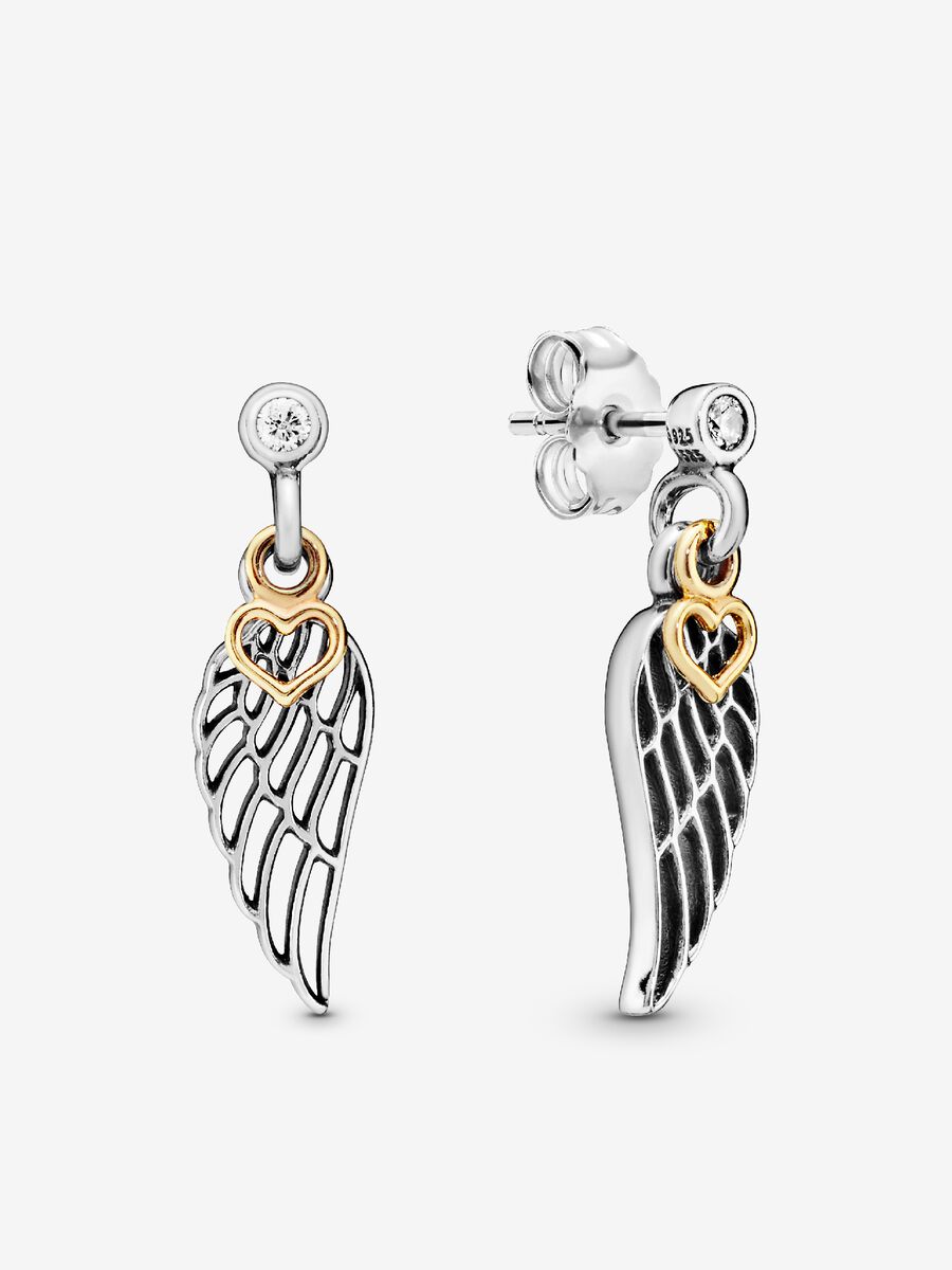 Angel Wing & Heart Dangle Earrings