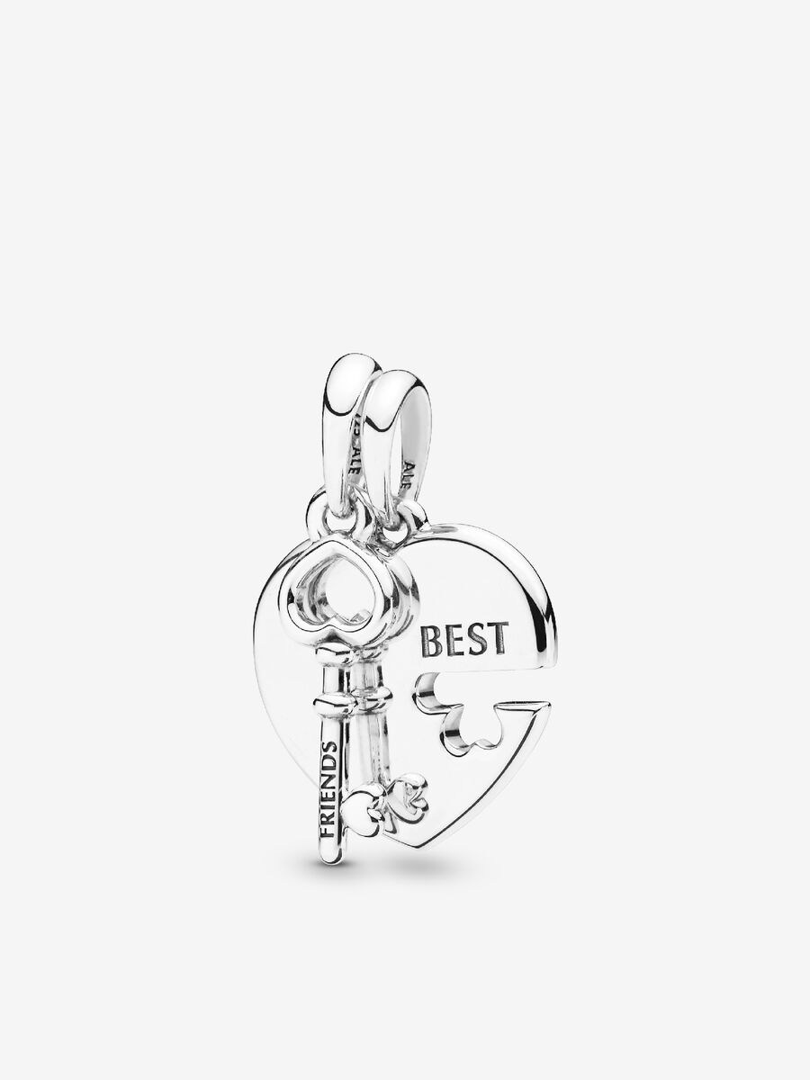 Best Friends Heart & Key Necklace Pendant