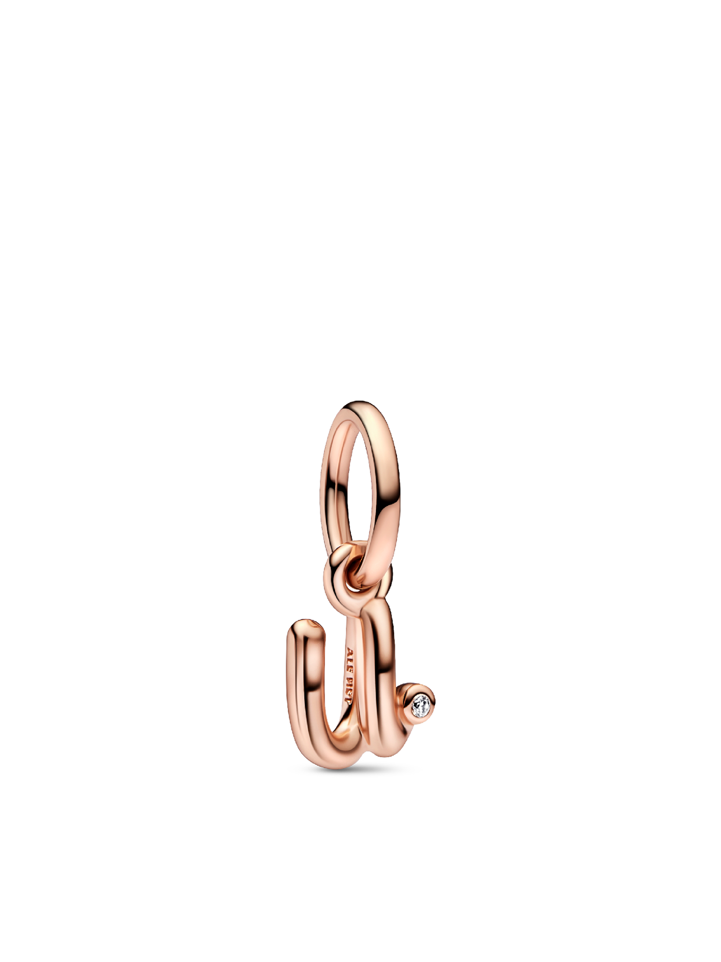 Женский шарм Pandora Letter U Script Alphabet Dangle Charm, цвет: Покрытие розовым золотом — фото 1