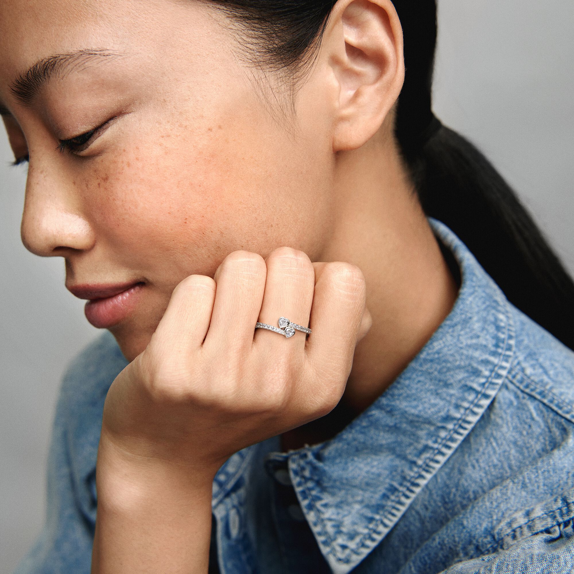 Forever Hearts Ring with Cubic Zirconia 