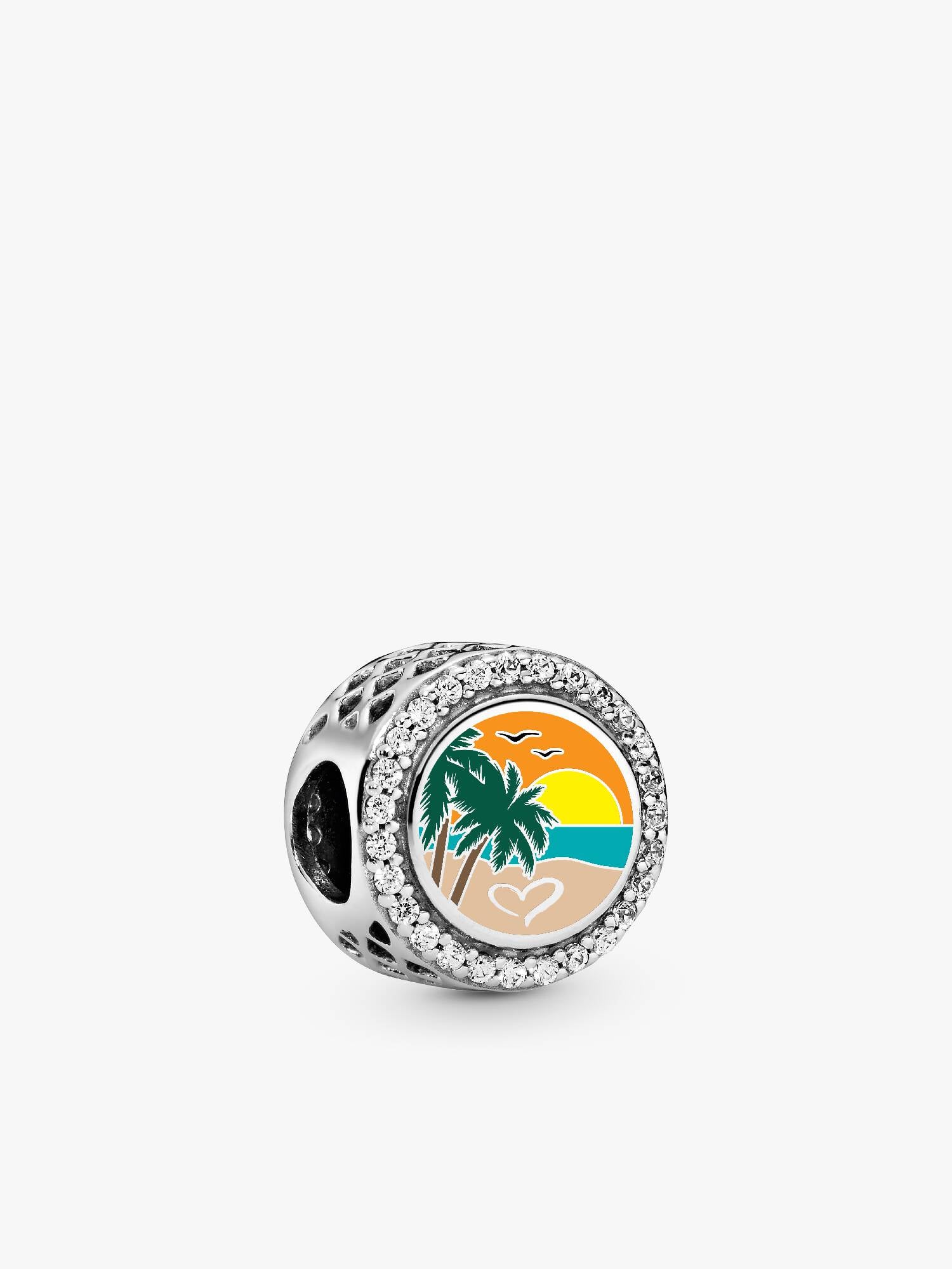 Engravable Beach Heart Scene Charm