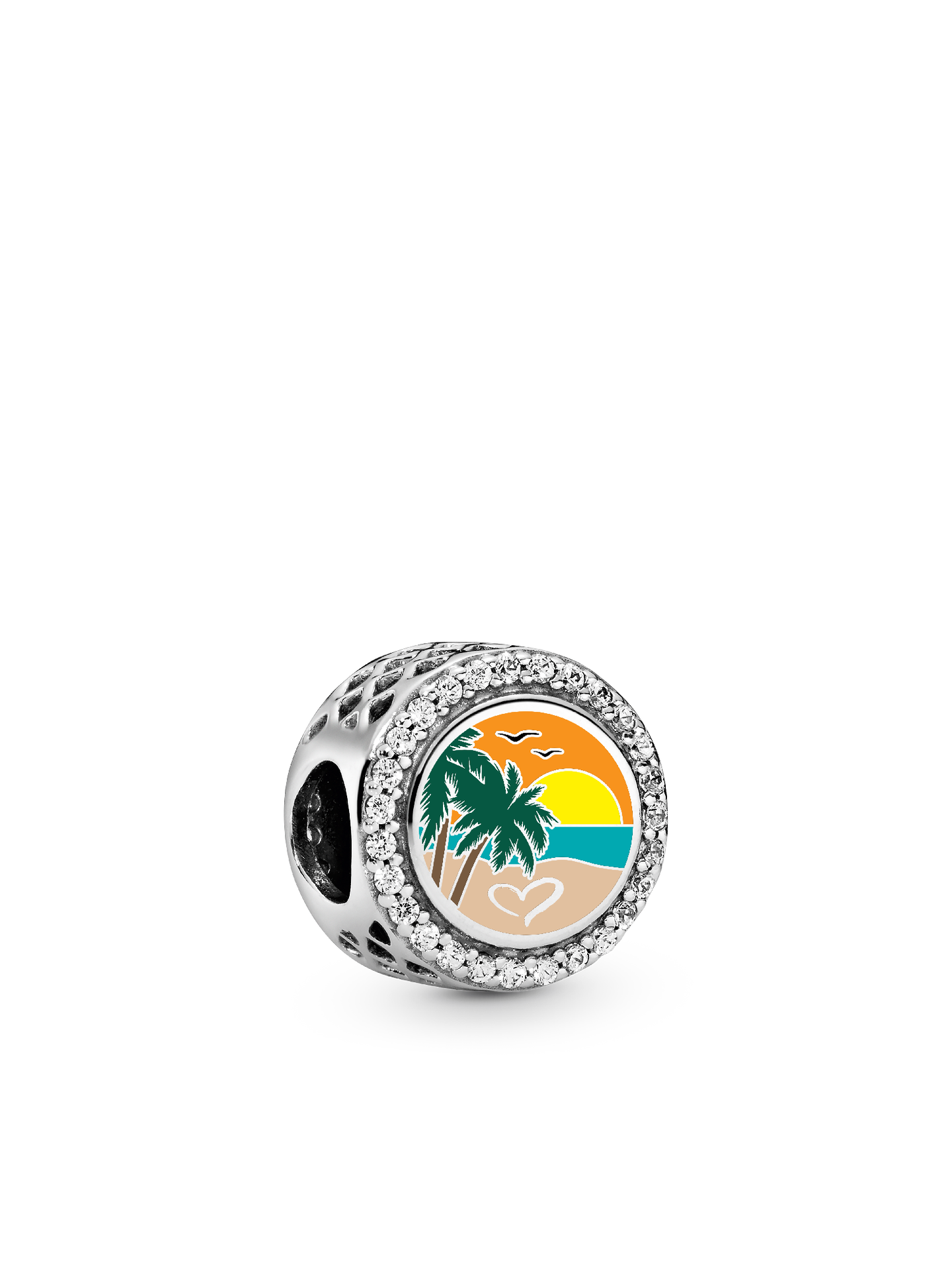 Женский шарм Pandora Engravable Beach Heart Scene Charm, Sterling silver #ENG792016CZ_253, цвет: Серебро — фото 1