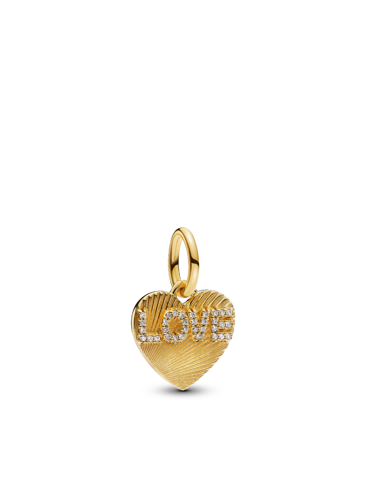 Женский шарм Pandora Engravable Love Heart Dangle Charm, Gold plated, цвет: Позолоченный — фото 1