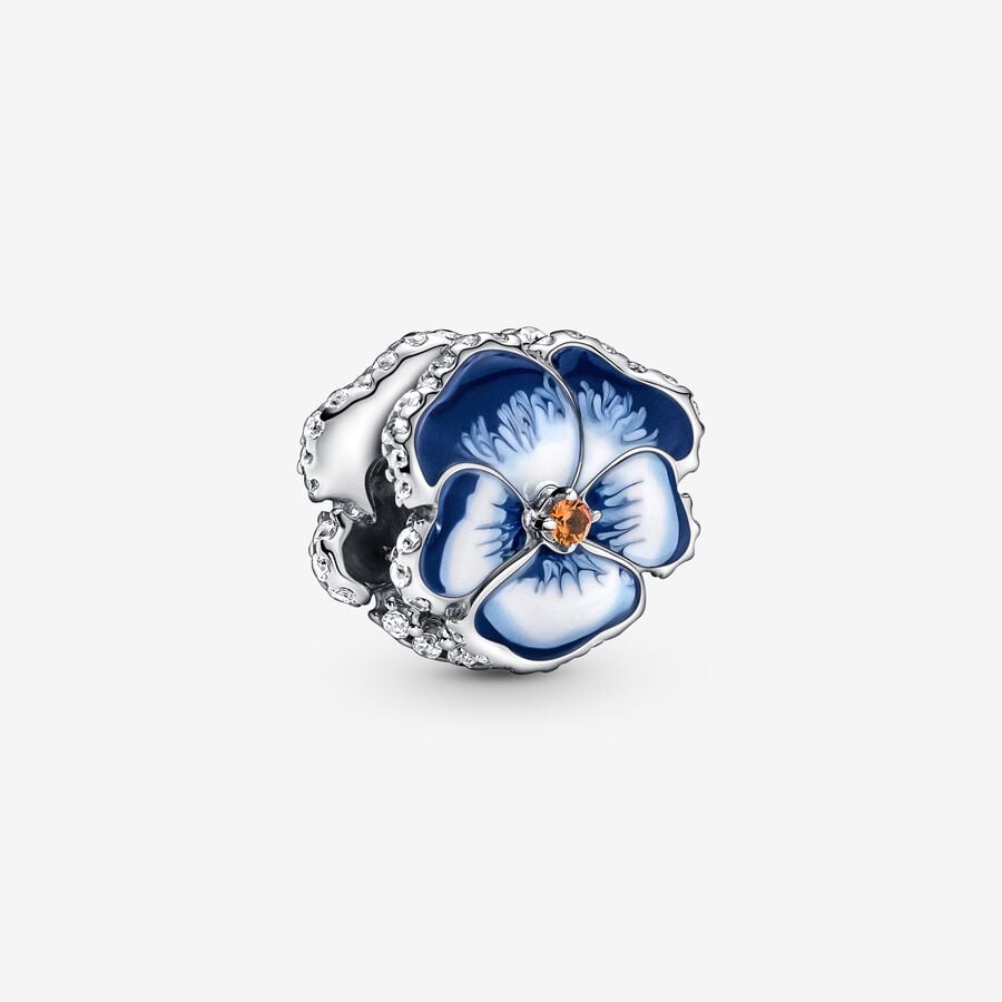 Blue Pansy Flower Charm image number 0