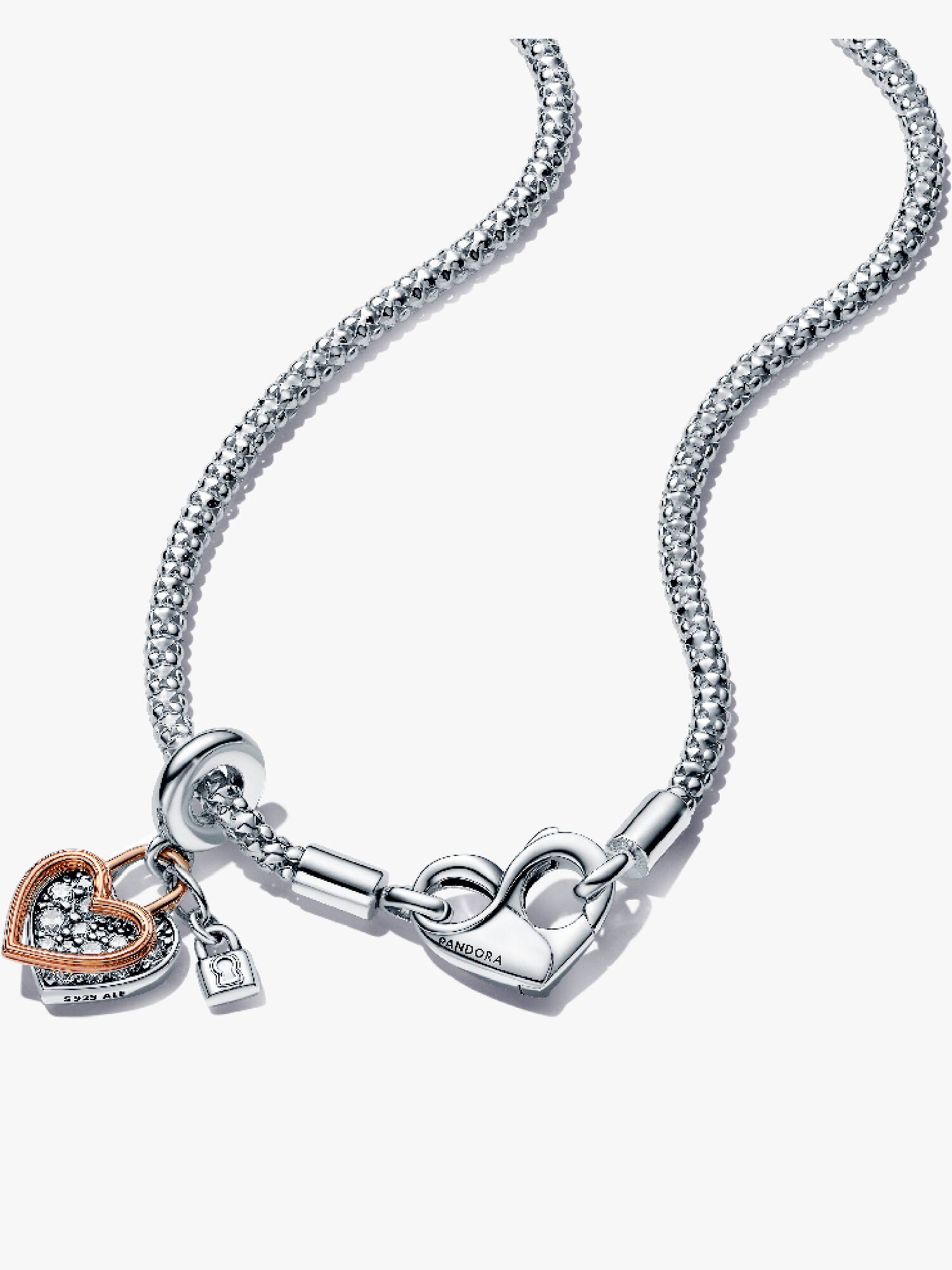 Pandora Moments Studded Chain Necklace and Heart Dangle Set