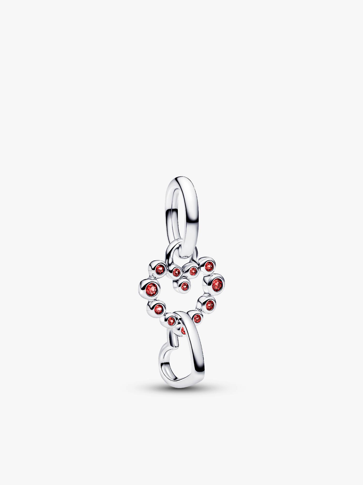 Connected Hearts & Red Stones Dangle Charm